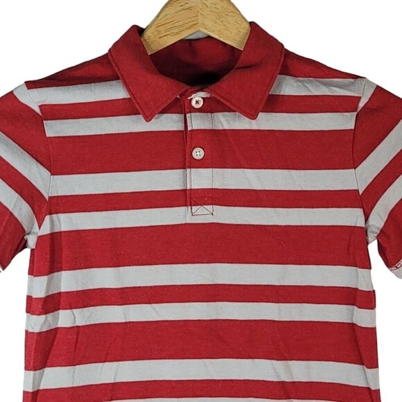 2/$15 Cherokee Boys Polo Shirt Red Striped Size 6 Small Short Sleeve Golf Collar - Picture 2 of 8